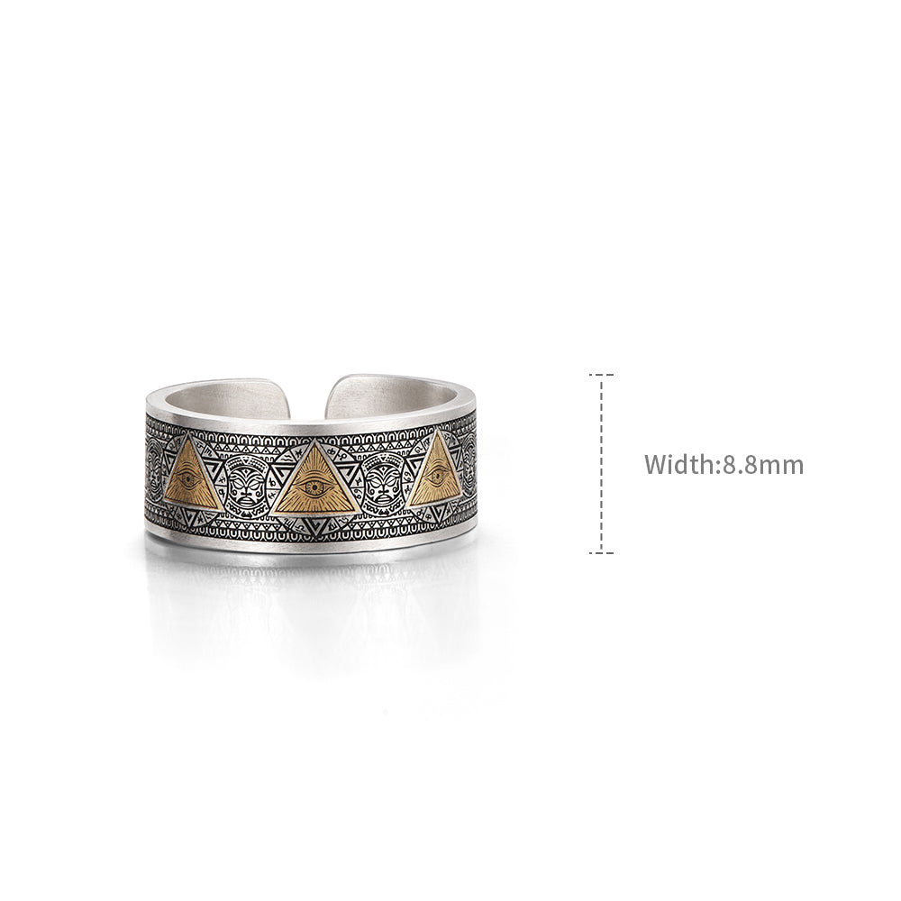 Eye Of God Vintage Sterling Silver Inlaid With Gold Rings