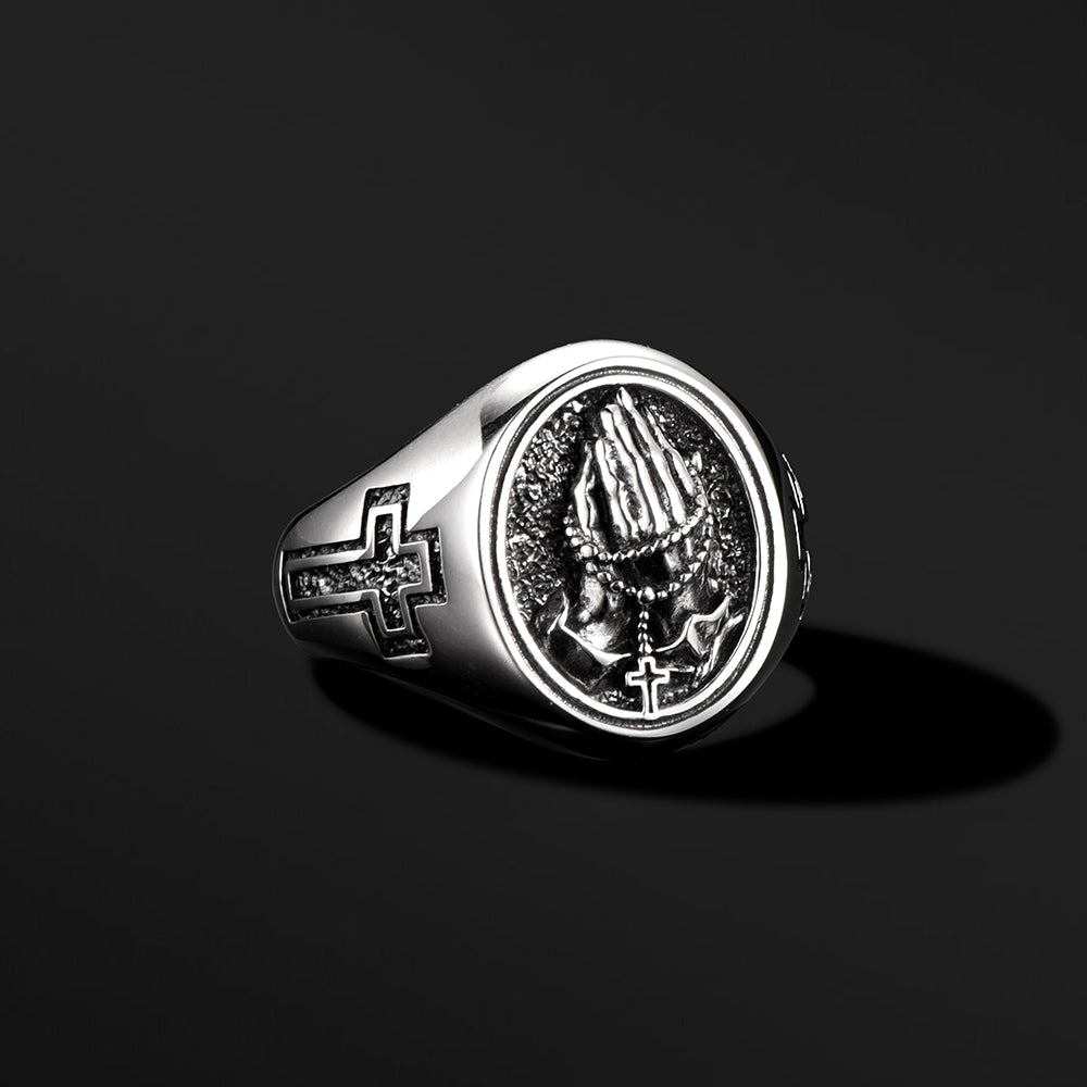 Praying Hands Cross Rings