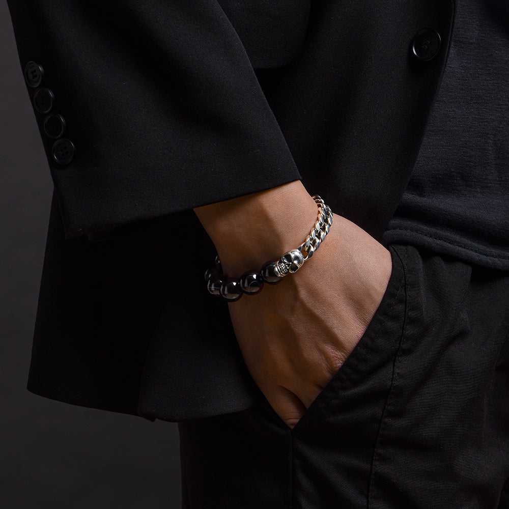 IDEAGEMER Sterling Silver Skull Bracelets