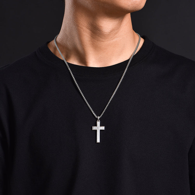 IDEAGEMER Sterling Silver Cross Necklace Simple Pendants