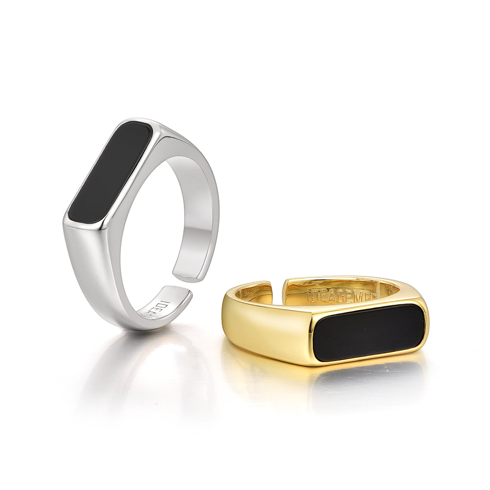 Single End Ring Sterling Silver Black Onyx Rings