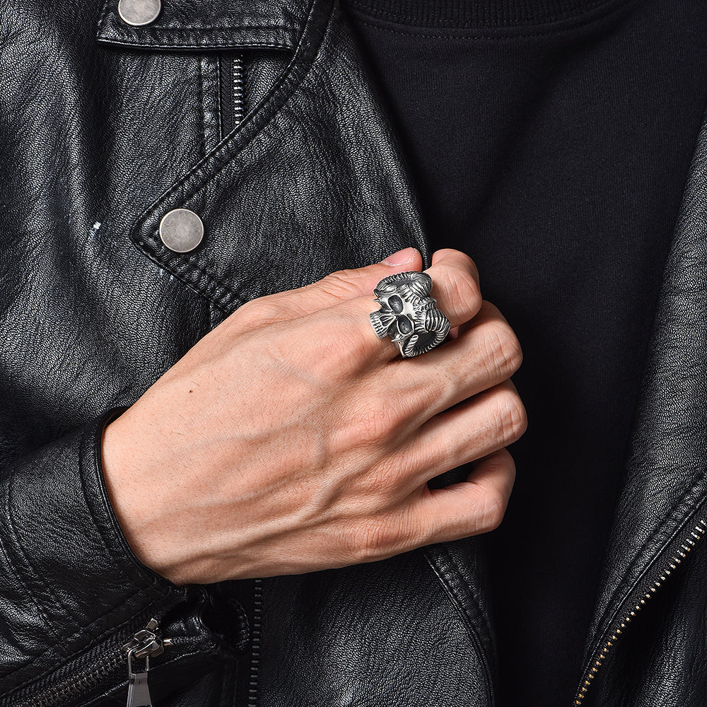 Hip Hop Skull Sterling Silver Rings
