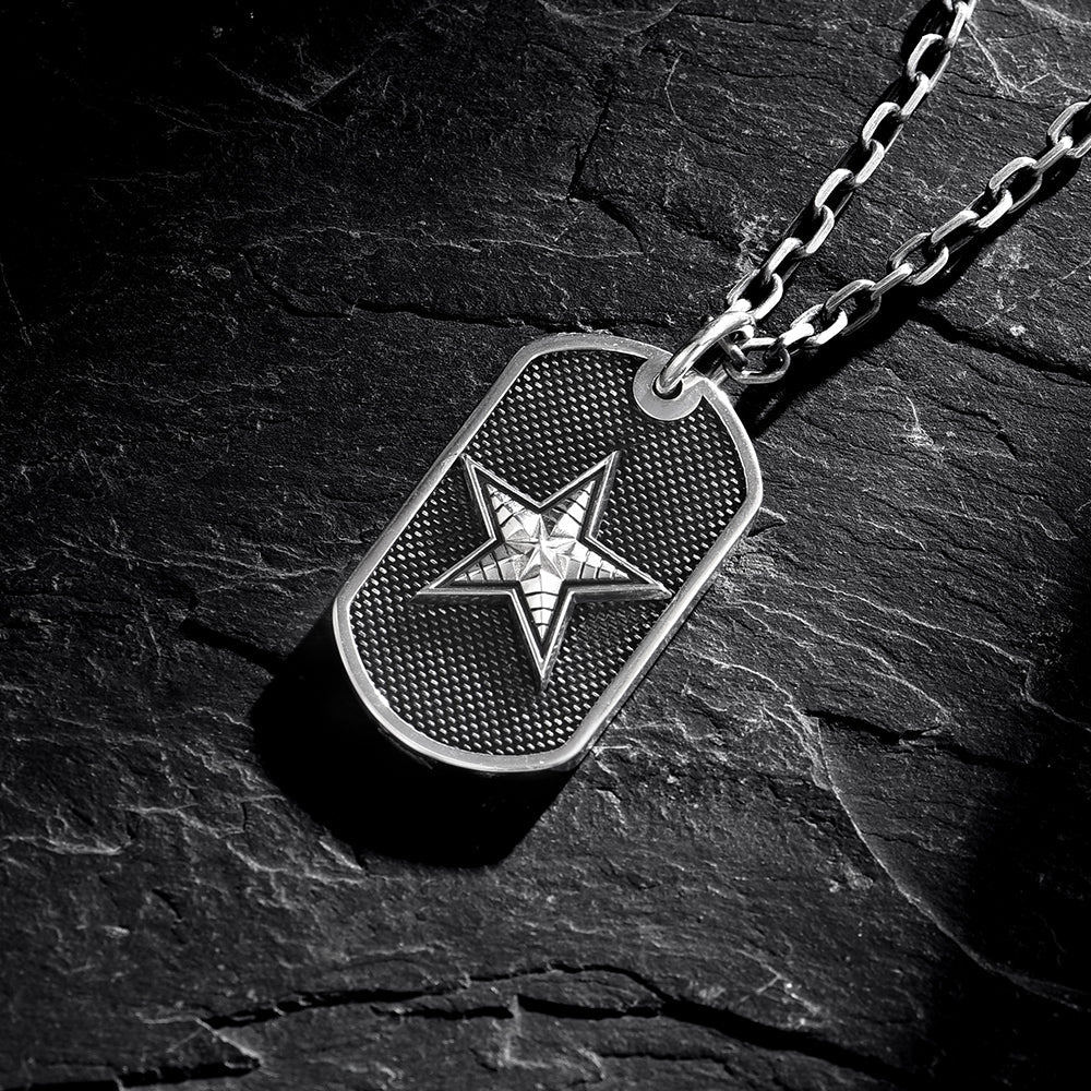 Vintage Sterling Silver Pentagram Military Badge Pendants