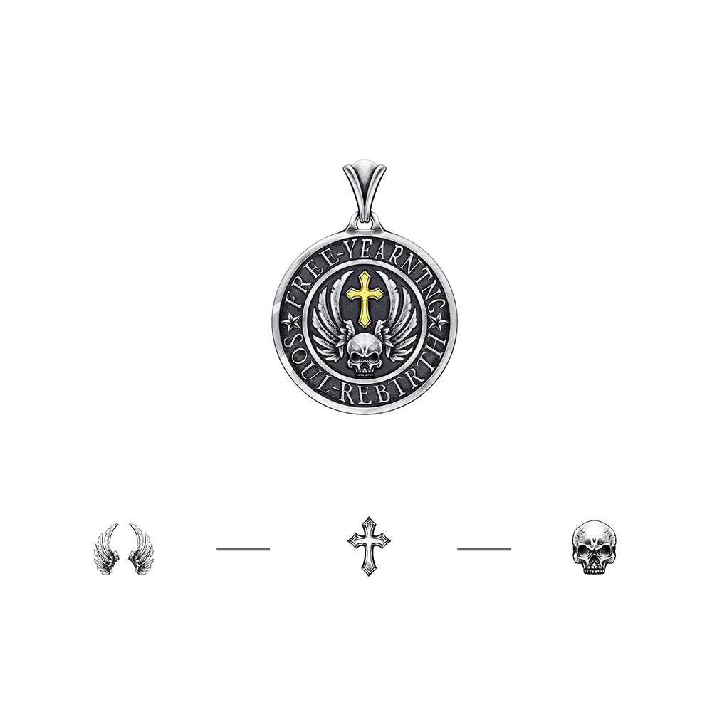 Skull Sterling Silver Vintage Cross Pendants