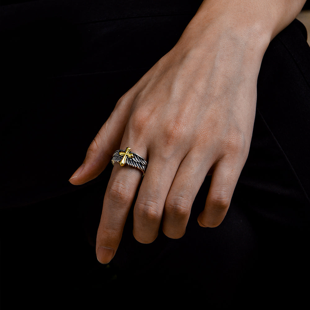 Angel Cross Sterling Silver Rings