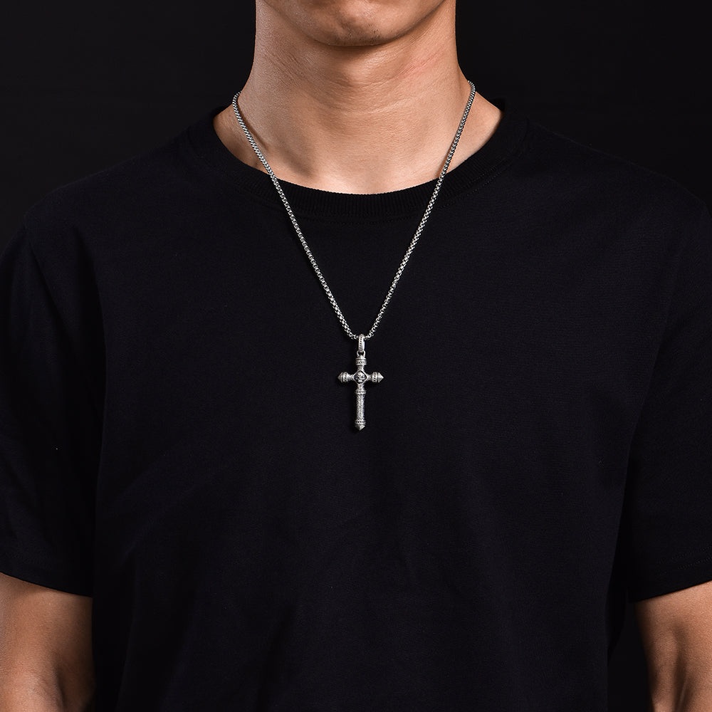 Skull Sterling Silver Cross Necklace Pendants