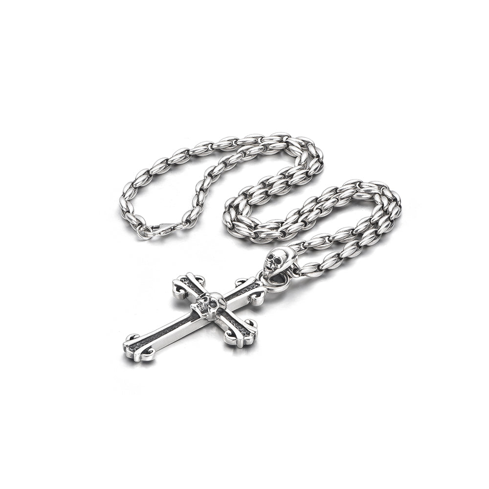 Cross Sterling Silver Skull Pendants