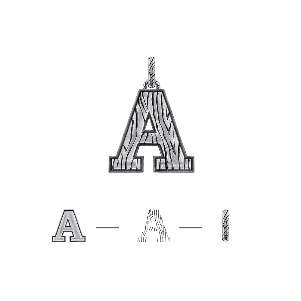 Men's Letter A Sterling Silver High Street Pendants