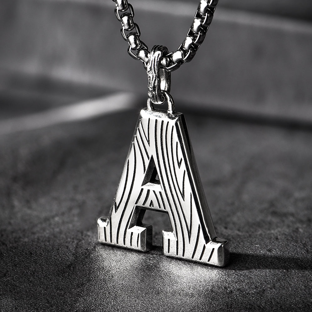 Men's Letter A Sterling Silver High Street Pendants