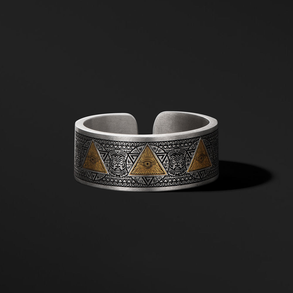 Eye Of God Vintage Sterling Silver Inlaid With Gold Rings