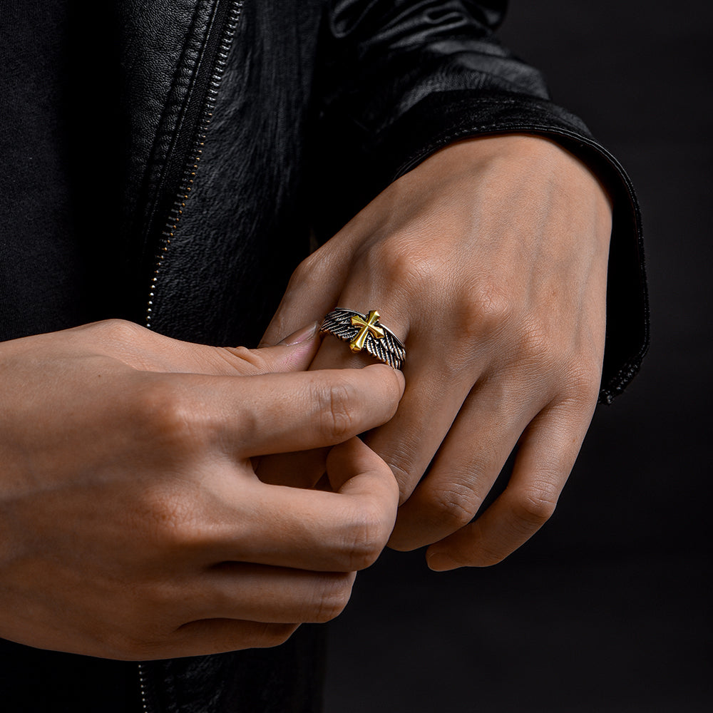 Angel Cross Sterling Silver Rings