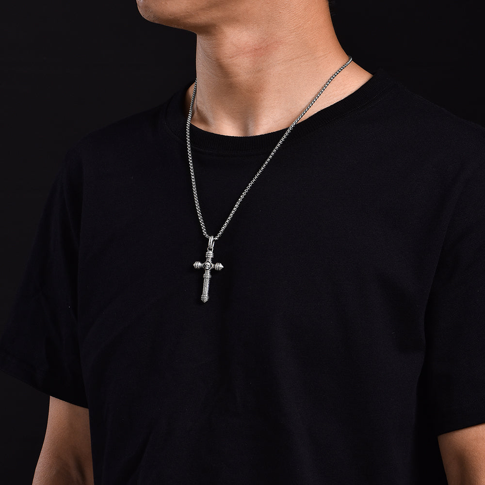 Skull Sterling Silver Cross Necklace Pendants