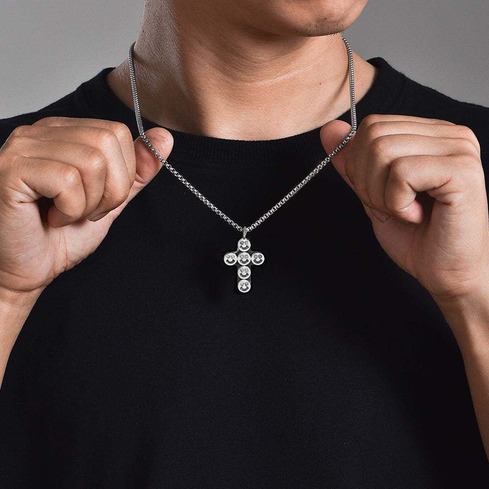 Smiley Sterling Silver Cross Necklace Pendants