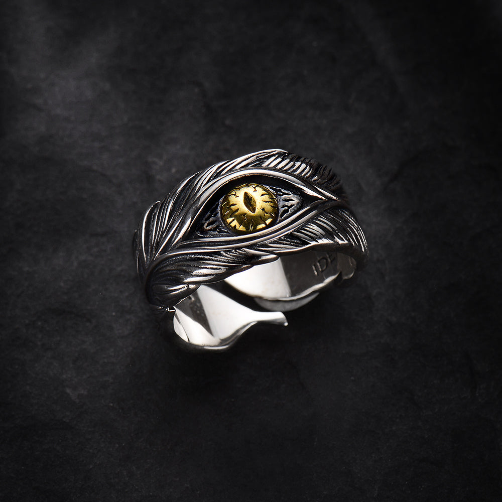 Eye Of God Sterling Silver High Street Vintage Feather Rings