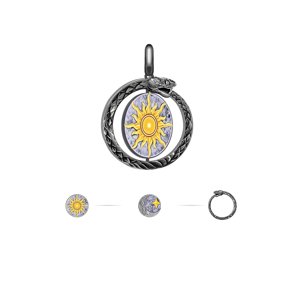 Vintage Rotatable Sterling Silver Necklace Pendants