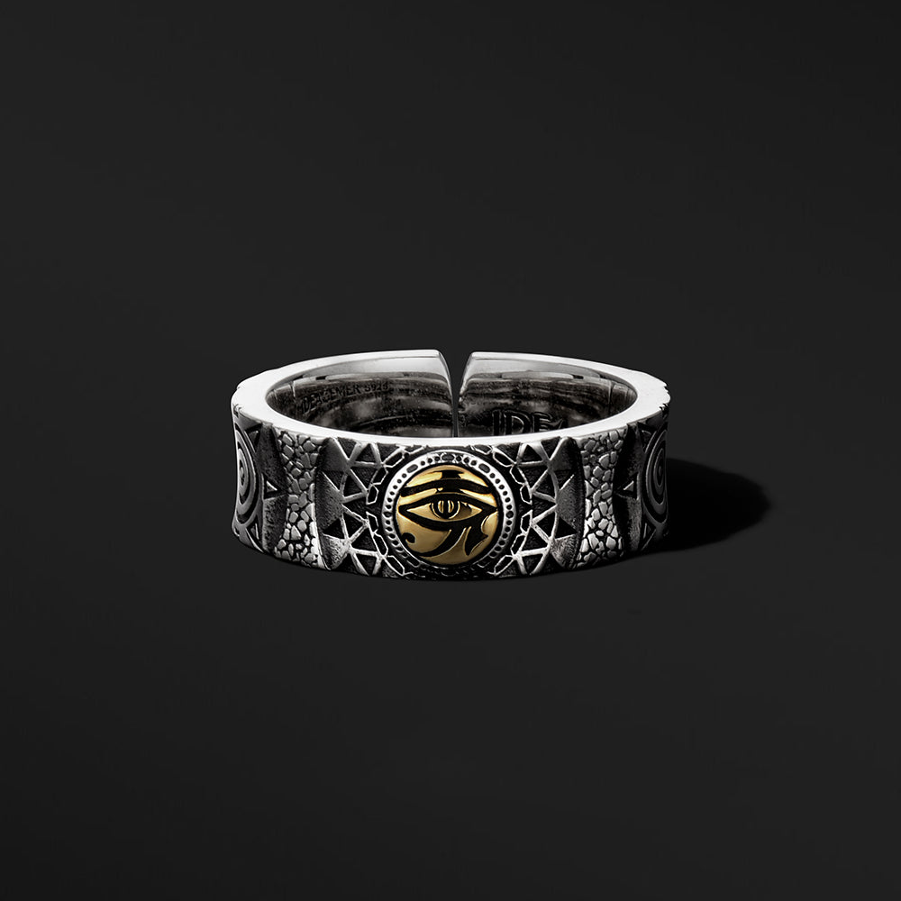 Eye of Horus Adjustable Sterling Silver Rings