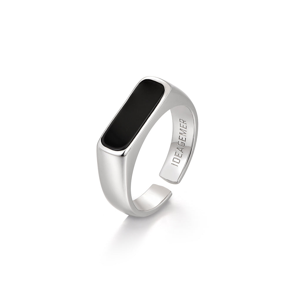 Single End Ring Sterling Silver Black Onyx Rings