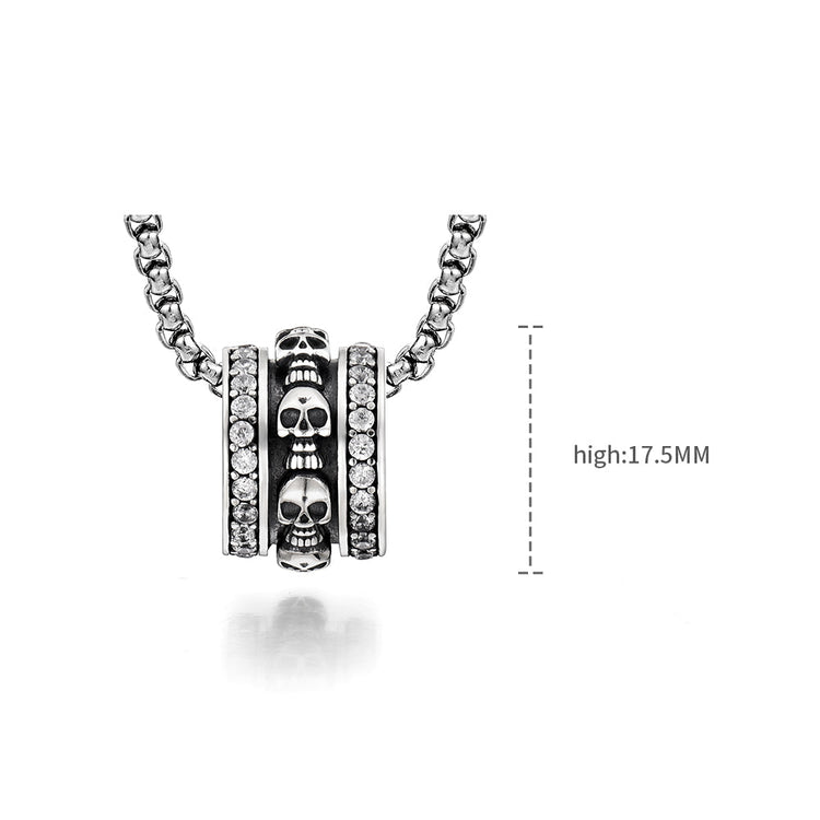 IDEAGEMER Sterling Silver Skull Necklace Pendants