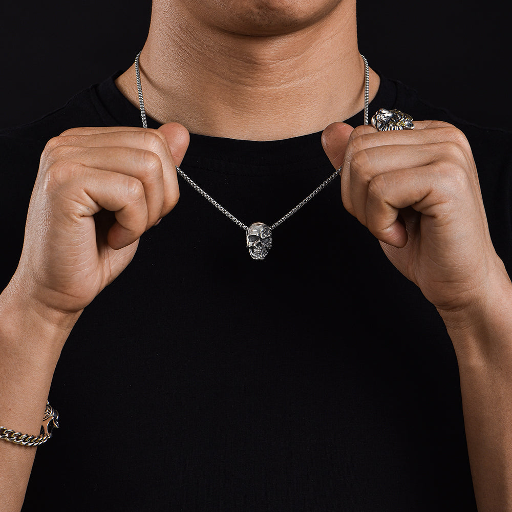 Sterling Silver Vintage Skull Necklace Pendants