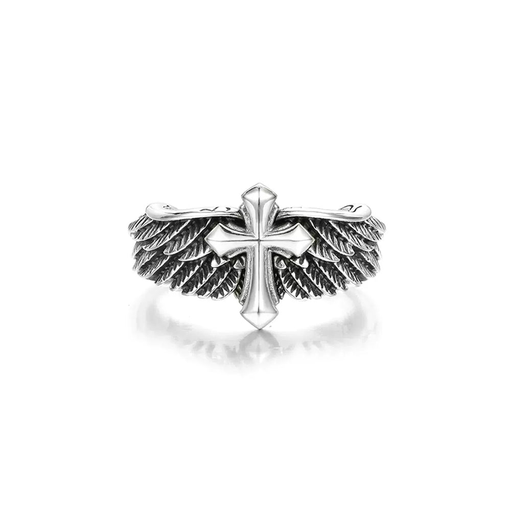 Angel Cross Sterling Silver Rings