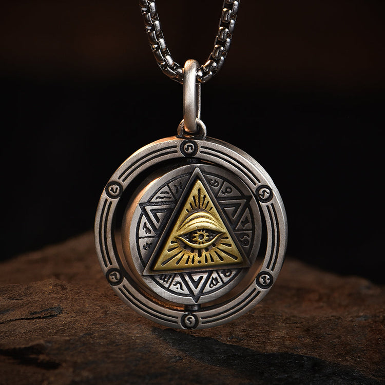 IDEAGEMER Eye of God Sterling Silver Rotatable Pendants