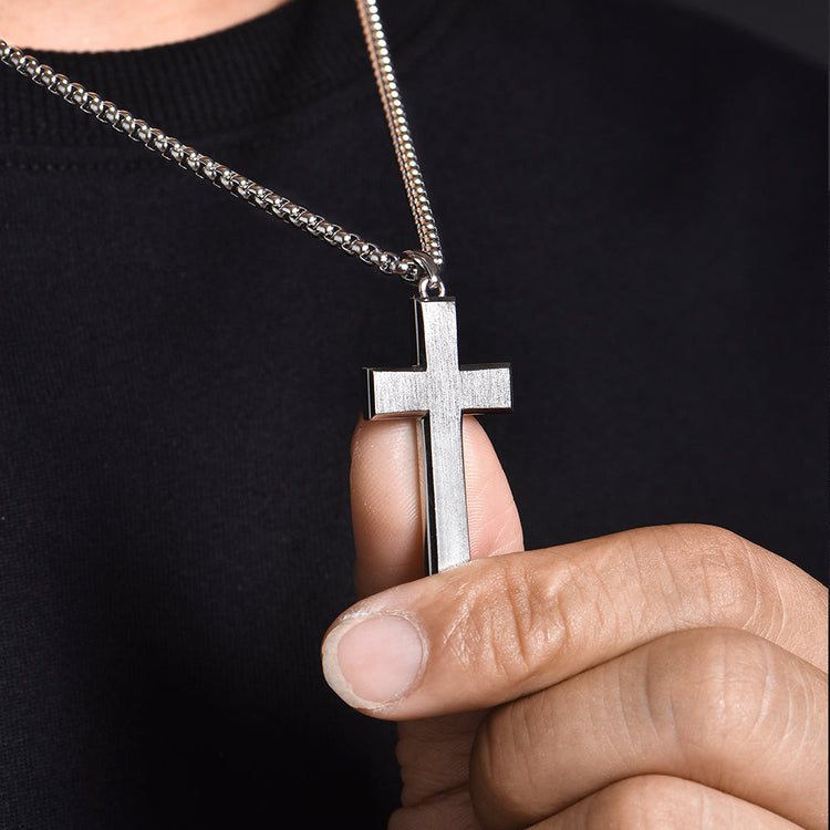 IDEAGEMER Sterling Silver Cross Necklace Simple Pendants