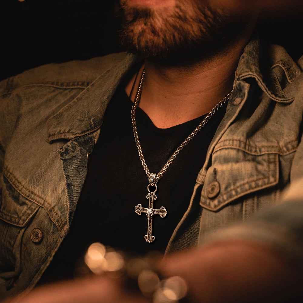 Cross Sterling Silver Skull Pendants