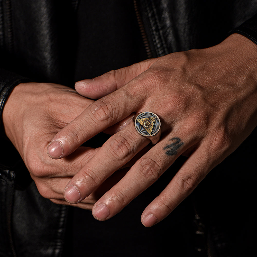 Eye Of God Sterling Silver Signet Rings