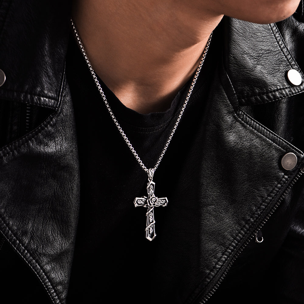 Thorn Rose Cross Pendants