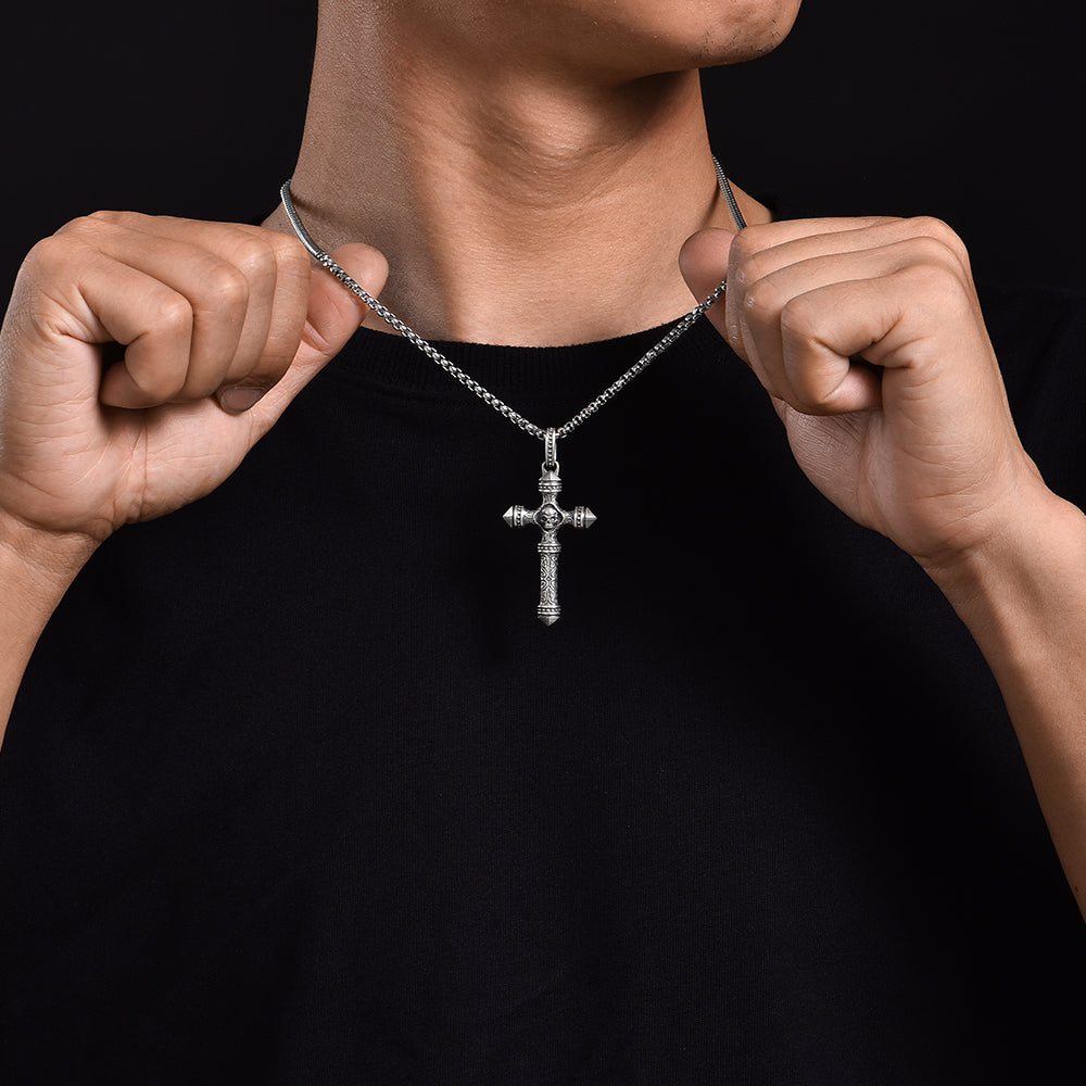 Skull Sterling Silver Cross Necklace Pendants