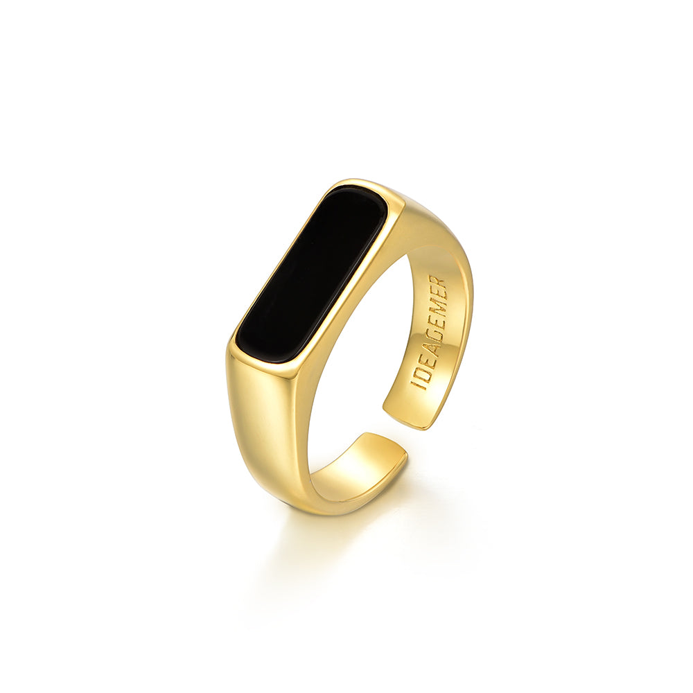 Single End Ring Sterling Silver Black Onyx Rings