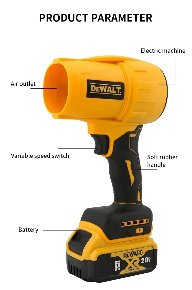 Dewalt 30000RPM Brushless  Air Blower Cordless Turbo Fan Handheld Violent Fan Dryer 20V Rechargeable Dust Blowing Tool 2025 New