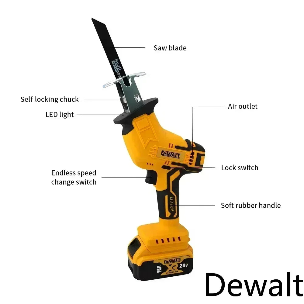 Dewalt 2800RPM Cordless Reciprocating Saw 20V Brushless Electric Saw Multifunctional Metal Wood Pipe Cutting Saw Power Tool