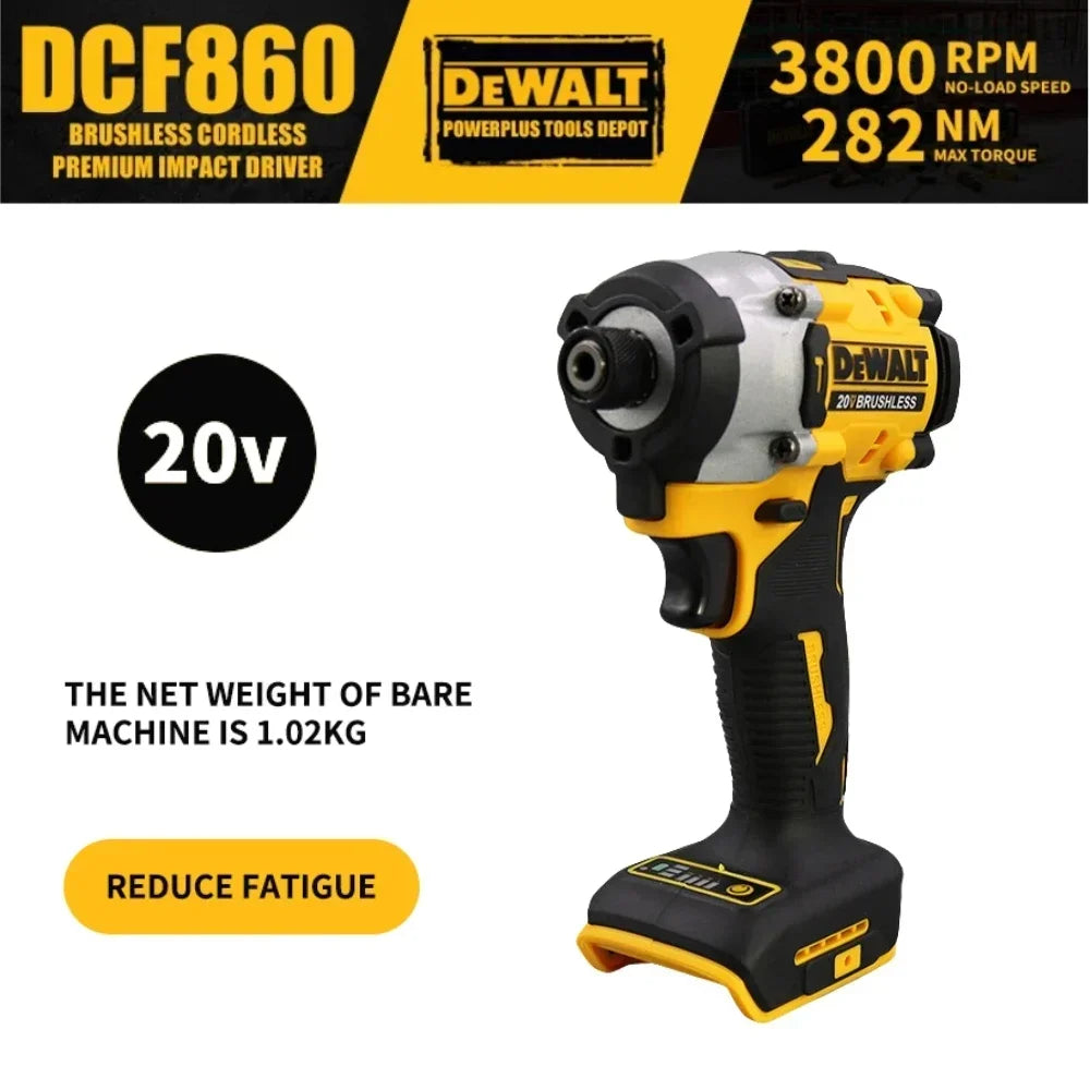 DEWALT DCF860 Kit Brushless Cordless Premium Impact Driver 282NM 20V Power Tools Without Battery  woodworking tools  drill