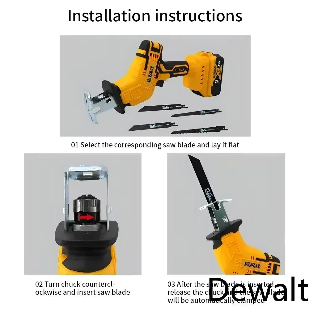 Dewalt 2800RPM Cordless Reciprocating Saw 20V Brushless Electric Saw Multifunctional Metal Wood Pipe Cutting Saw Power Tool