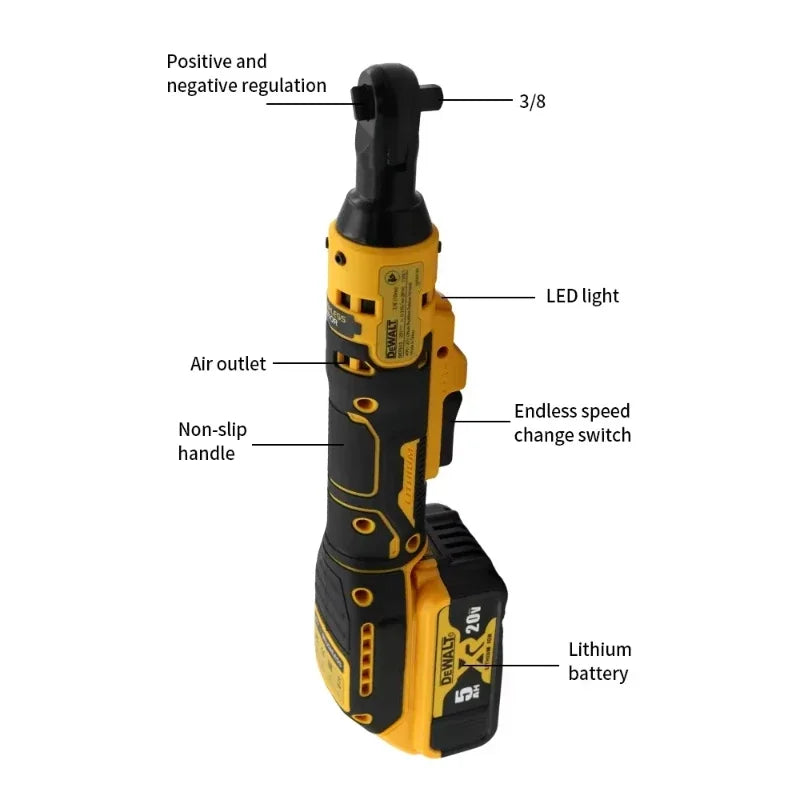 Dewalt DCF512 Brushless Ratchet Right Angle Wrench Cordless Driver Multifunction Variable Speed Power Wrench LED 20V Power Tools