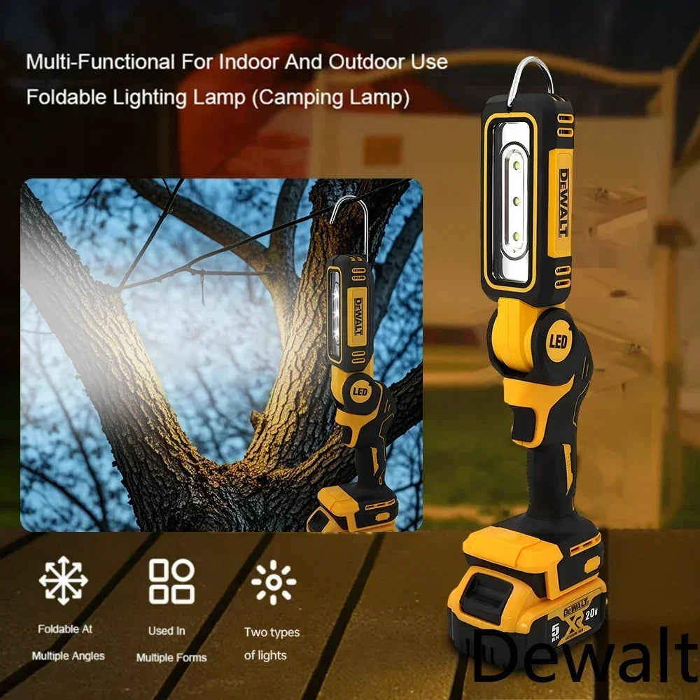 Dewalt 20V Lithium Battery 90 Degree Folding LED Work Light Handheld Multifunctional Portable Camping Torch for Outdoor Camping