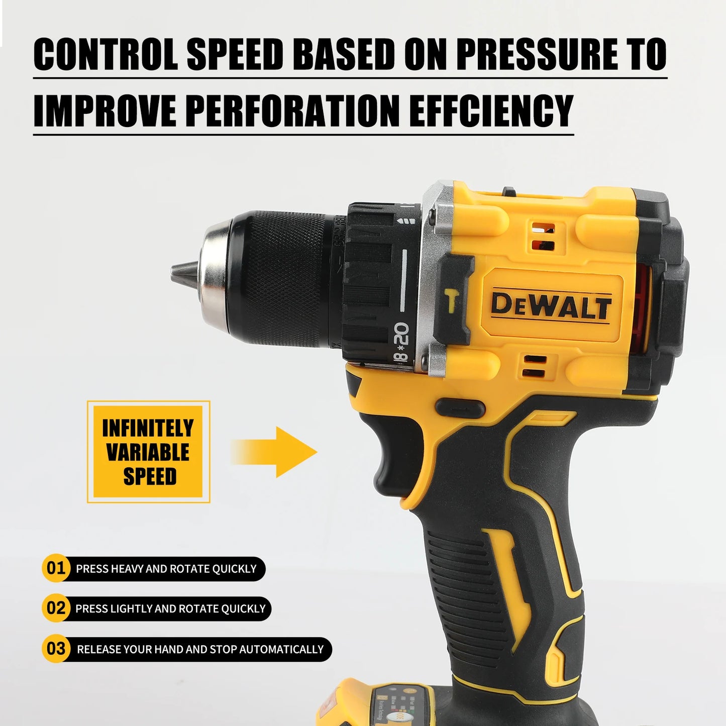 DEWALT DCD805 20V MAX XR Brushless Cordless 1/2 in. Hammer Drill/Driver Hand-held Infinitely Variable Hand Drill Bare Tool