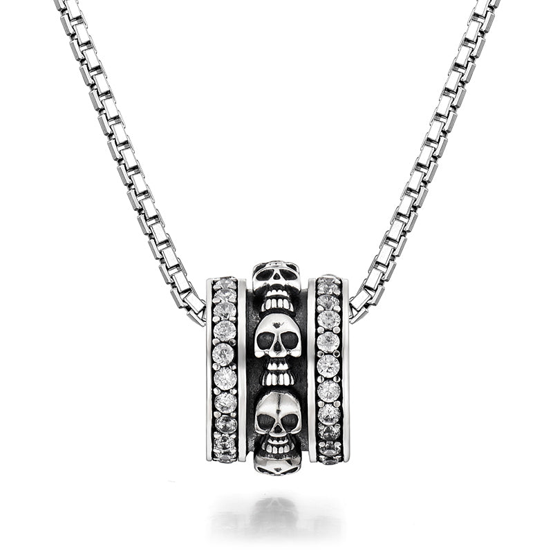 IDEAGEMER Sterling Silver Skull Necklace Pendants