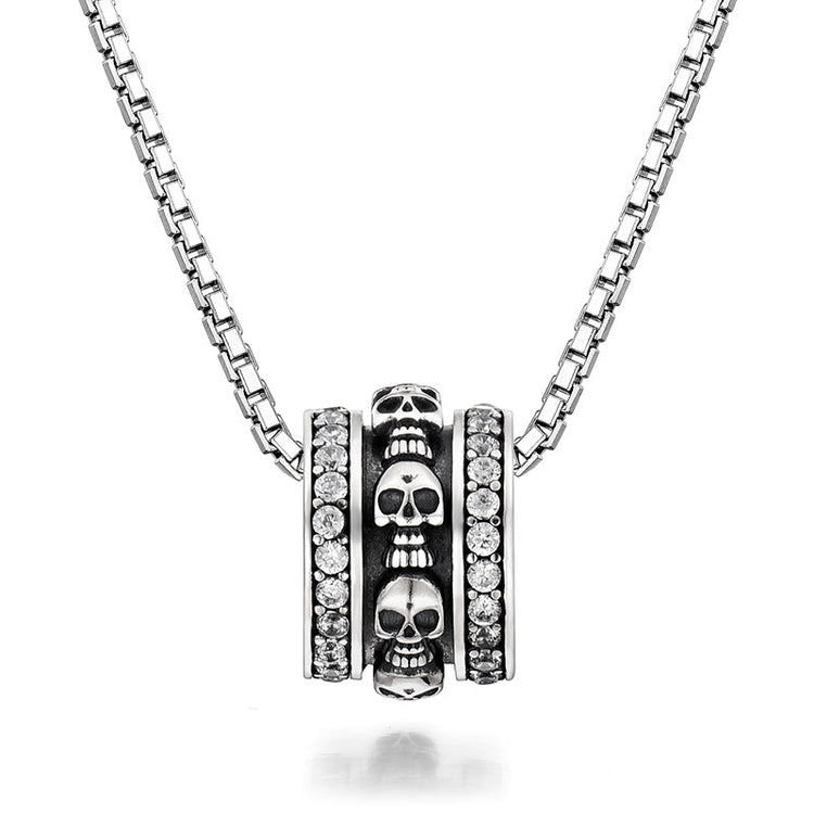 IDEAGEMER Sterling Silver Skull Necklace Pendants