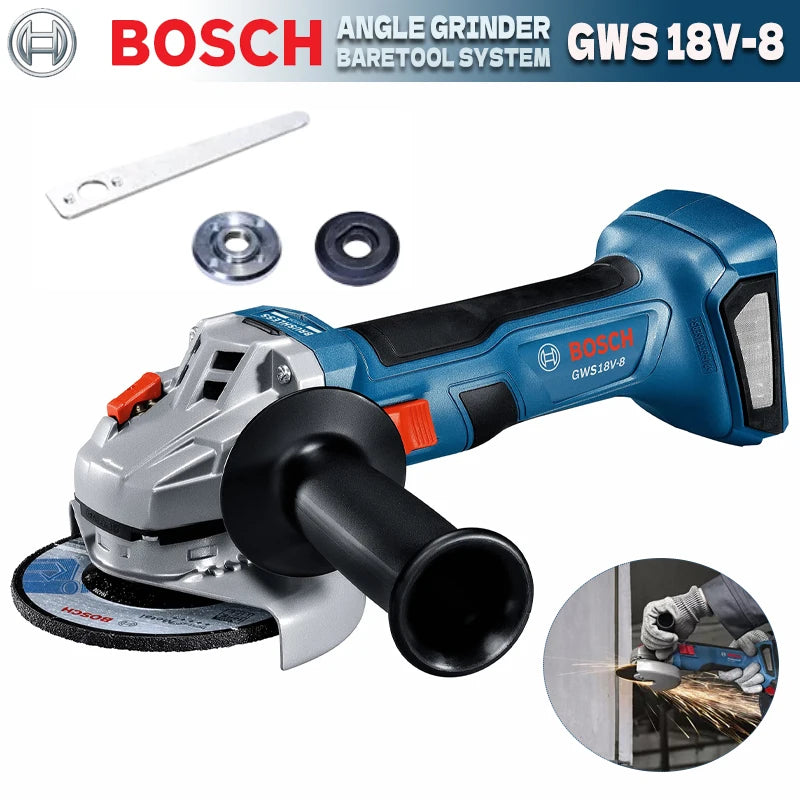 BOSCH GWS 18V-8 Cordless Angle Grinder 18V Professional Brushless 100MM Slide Switch Cutting Grinding Bosch Power Tools GWS18V-8