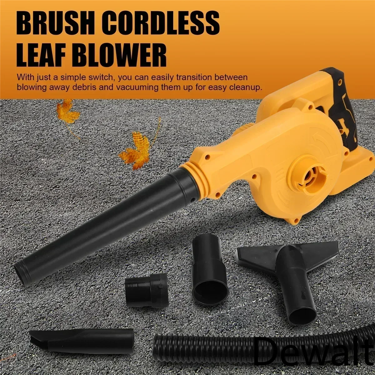 New Brush Cordless Leaf Blower for DeWalt Battery 2-In-1 Air Blower & Vacuum (No Battery)
