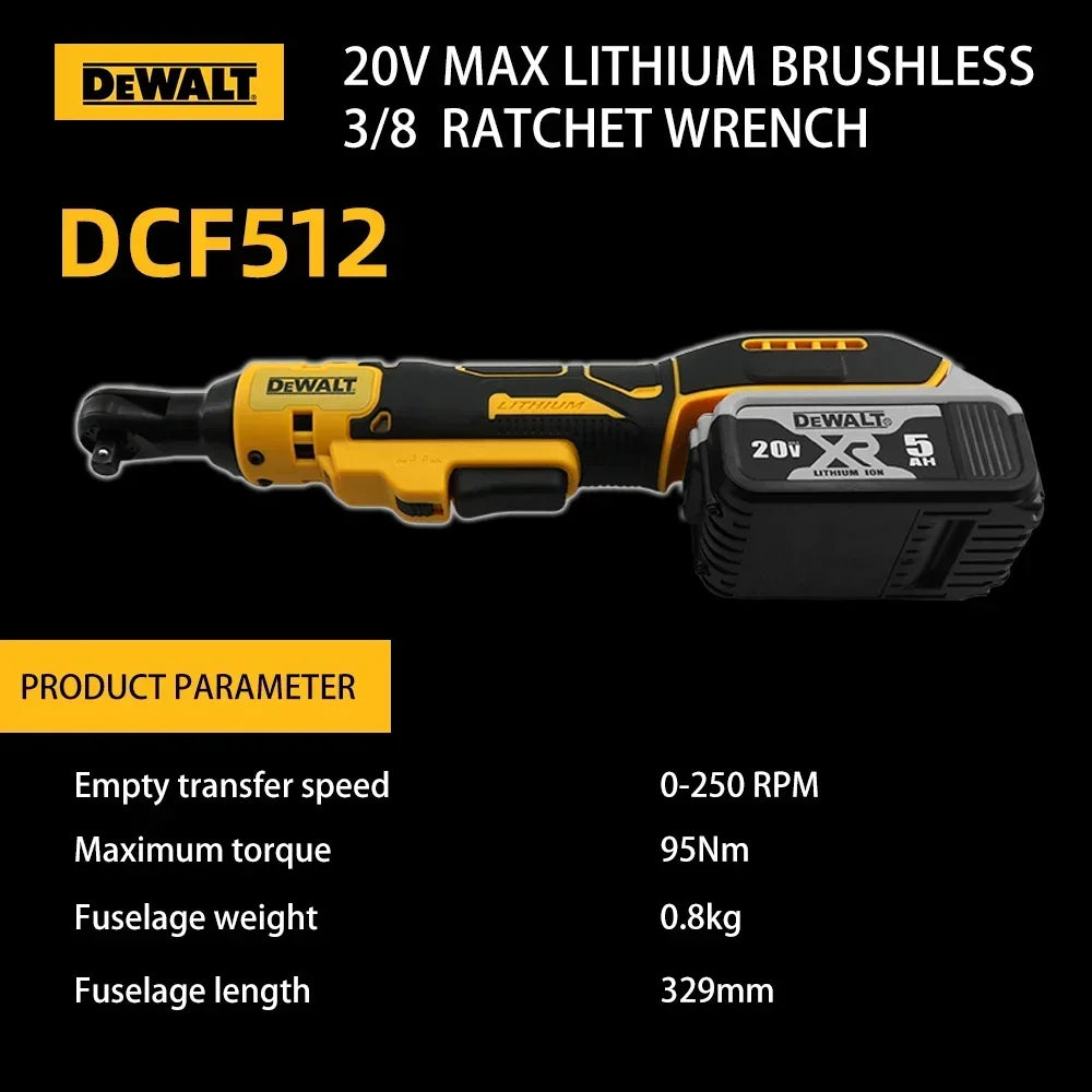 DEWALT DCF512 Brushless Cordless 1/2 in Ratchet Right Angle Wrench Variable Speed Power Wrench LED Light 20V Battery Power Tool