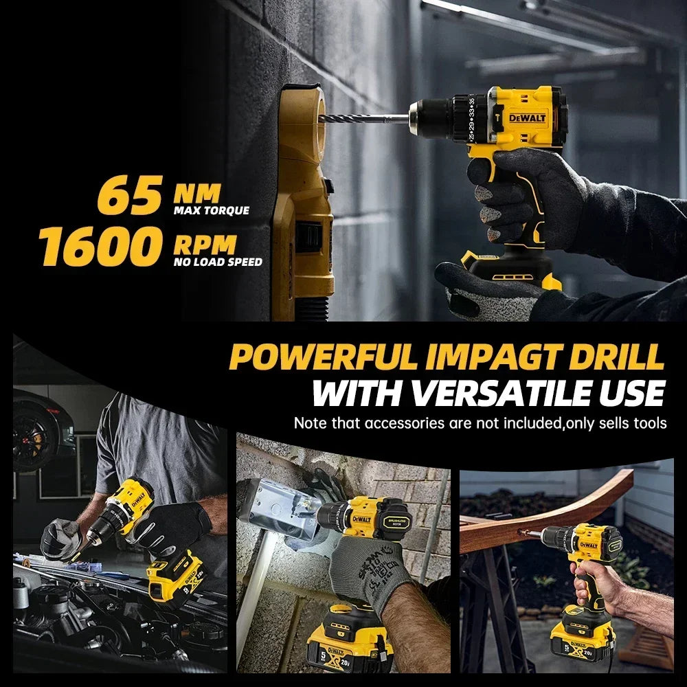 DEWALT DCD805 Brushless Impact Drill Cordless Electric Driver Multi-Function Hand Drill Variable Speed  Powerful Electric Tools