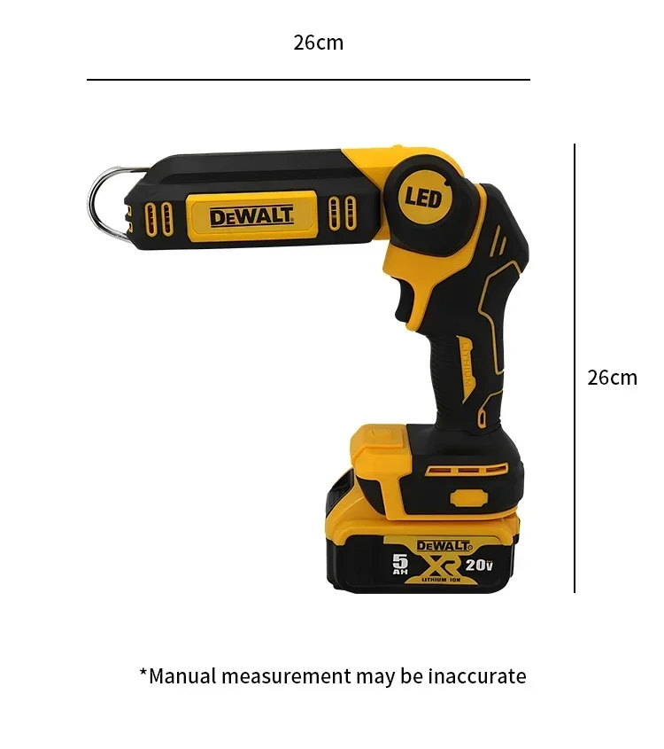 Dewalt 20V Lithium Battery 90 Degree Folding LED Work Light Handheld Multifunctional Portable Camping Torch for Outdoor Camping